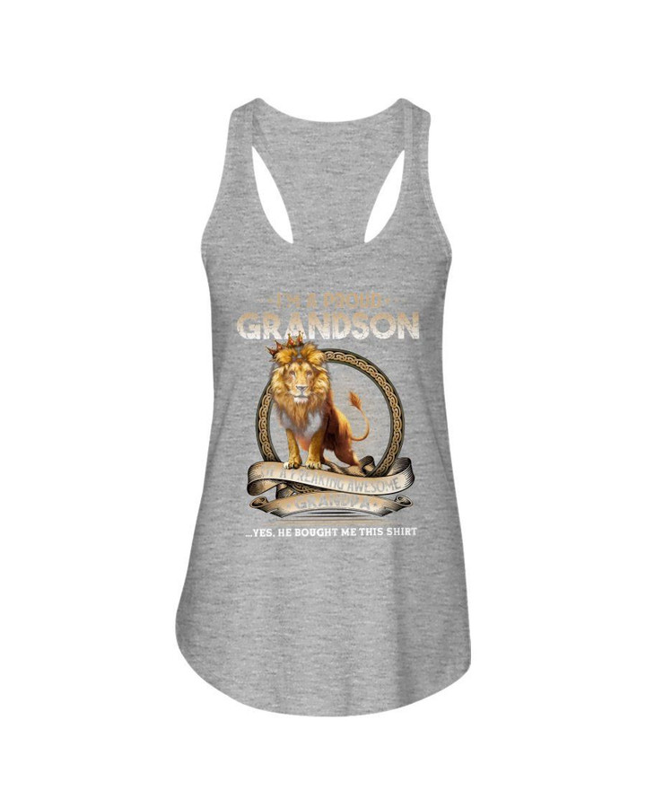 Grandpa Gift For Grandson Lion King I'm A Proud Grandson Ladies Flowy Tank