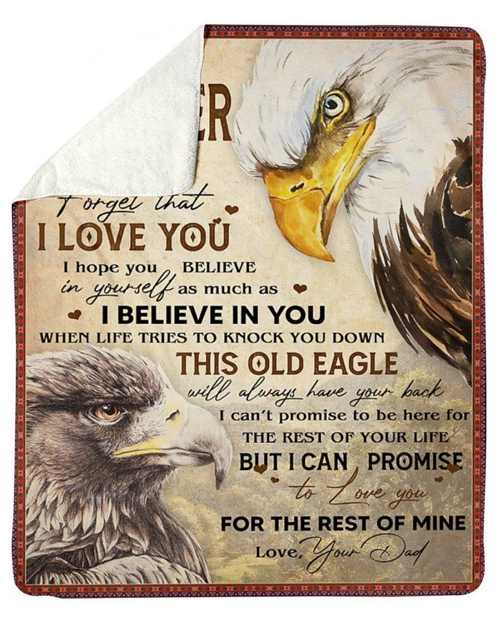 Never Forget That I Love You Eagle Dad Gift For Daughter Sherpa Fleece Blanket Sherpa Blanket