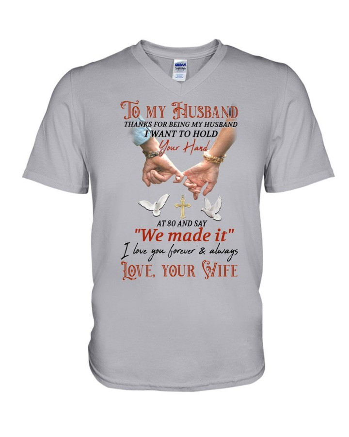 I Want To Hold Your Hand Cross Dove Gift For Husband Guys V-Neck