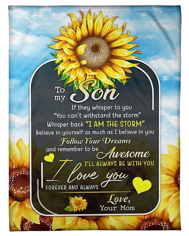 I Love You Forever And Always Mom Gift For Son Sunflower Sherpa Fleece Blanket Sherpa Blanket