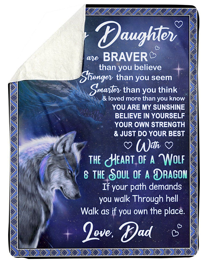 The Heart Of A Wolf Dad Gift For Daughter Sherpa Blanket