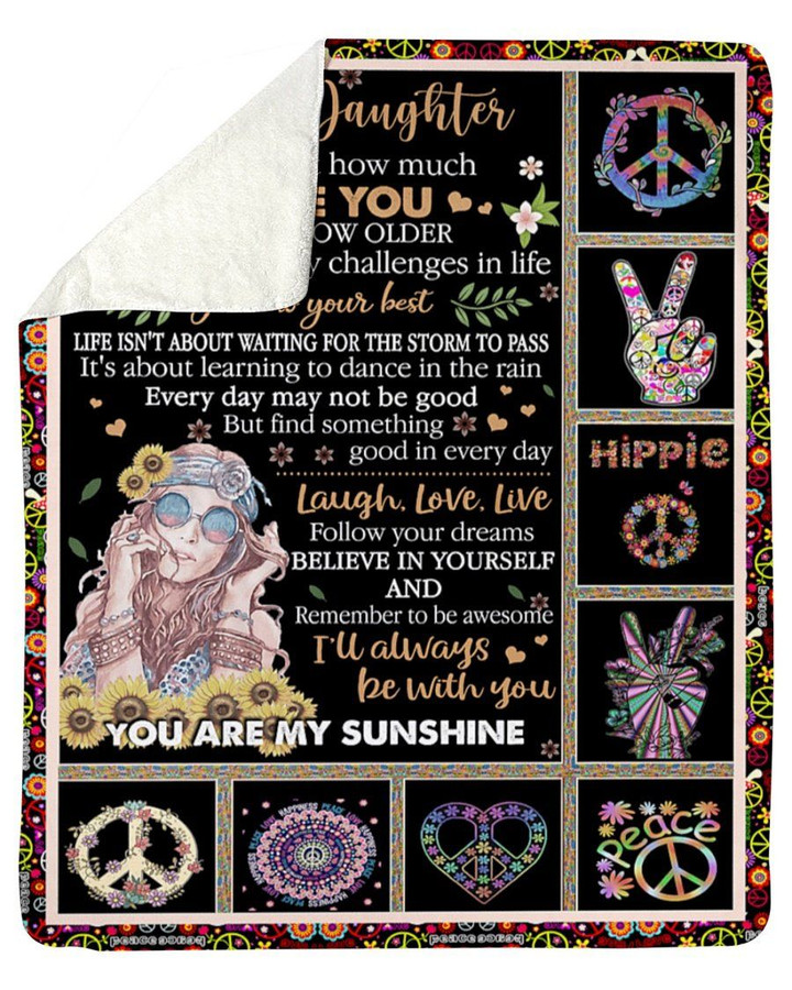 Hippie How Much I Love You Mom Gift For Daughter Sherpa Fleece Blanket Sherpa Blanket