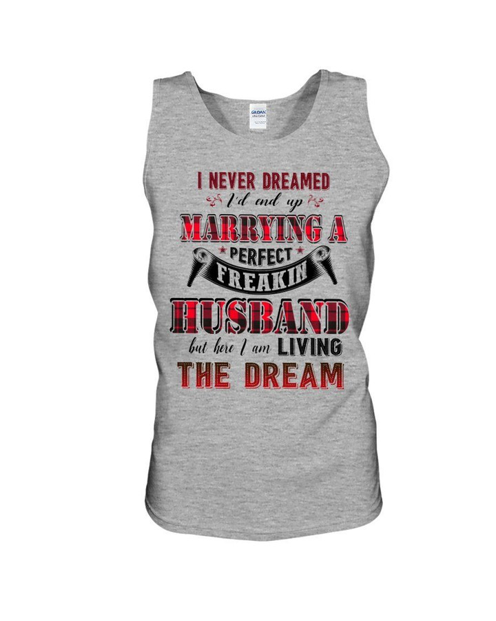 Marrying A Perfect Freaking Husband Plaid Red Gift For Husband Unisex Tank Top