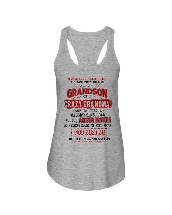 Gift For Grandson I'm A Spoiled Grandson Of A Crazy Grandma Ladies Flowy Tank
