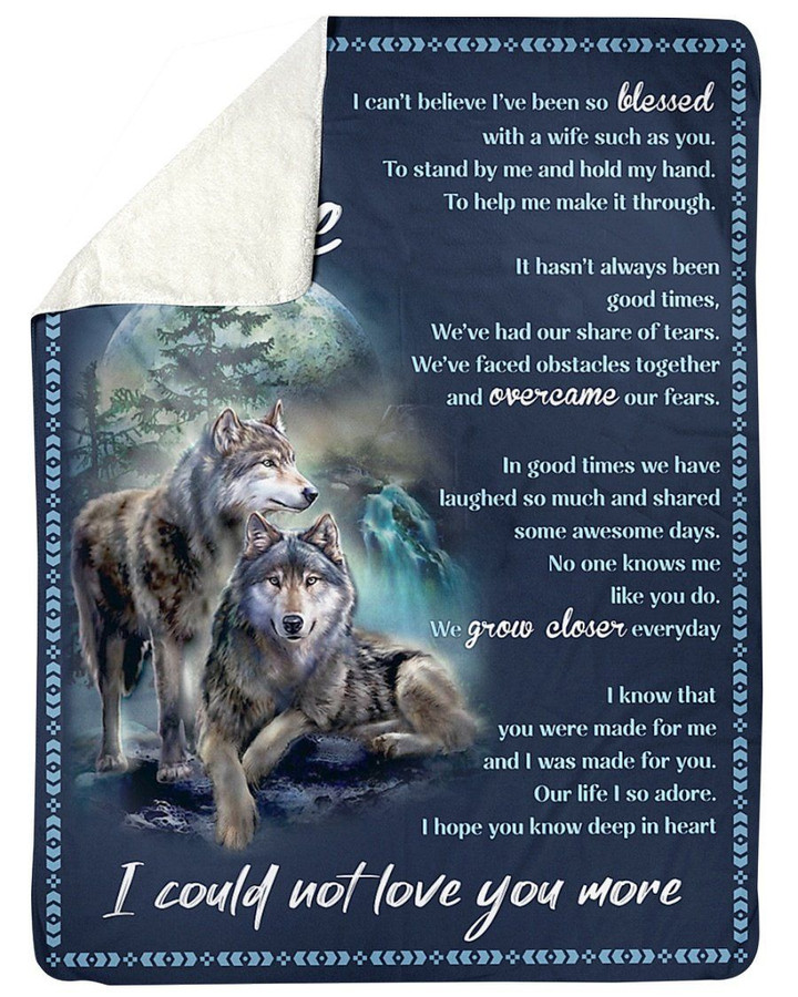 I Could Not Love You More Wolf Sherpa Fleece Blanket Gift For Husband Sherpa Blanket