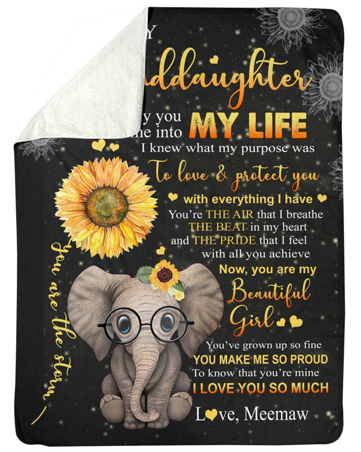 The Day You Came Into My Life Elephant Sunflower Sherpa Fleece Blanket Meemaw Gift For Granddaughter Sherpa Blanket