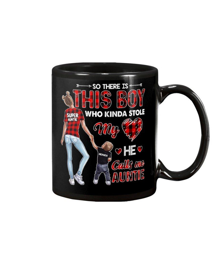 This Boy Who Stole My Heart Plaid Red Gift For Auntie Mug