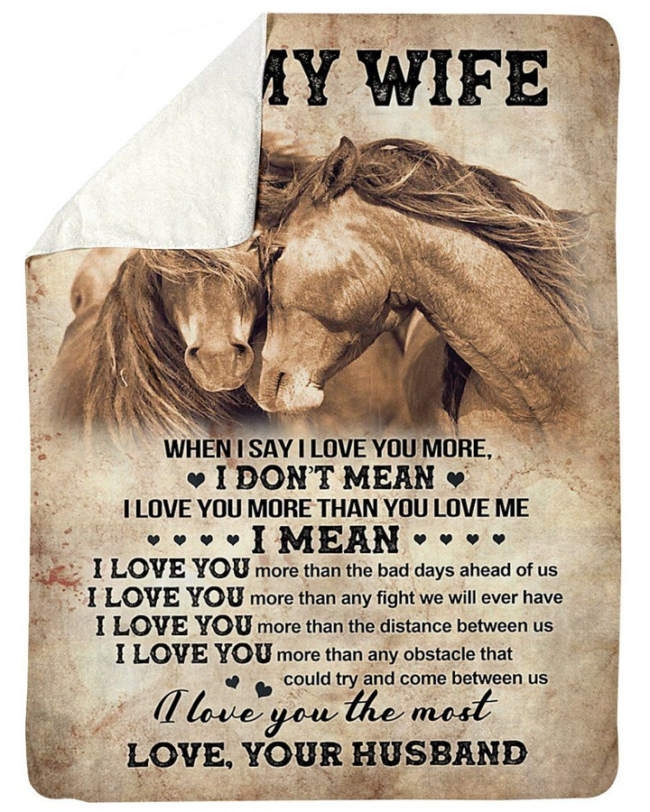 Loving Horse Gift For Wife I Love You The Most Sherpa Fleece Blanket Sherpa Blanket