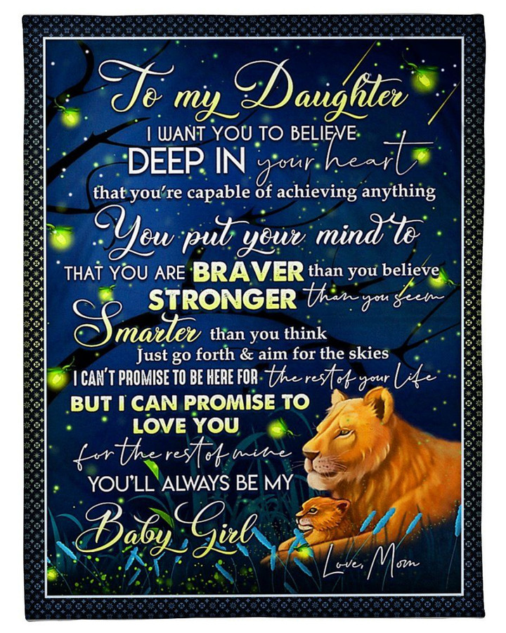 Believe Deep In Your Heart Fireflies Lion Sherpa Fleece Blanket Mom Gift For Daughter Sherpa Fleece Blanket