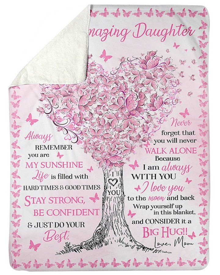 I Am Always With You Pink Heart Tree Sherpa Fleece Blanket Mama Gift For Daughter Sherpa Blanket