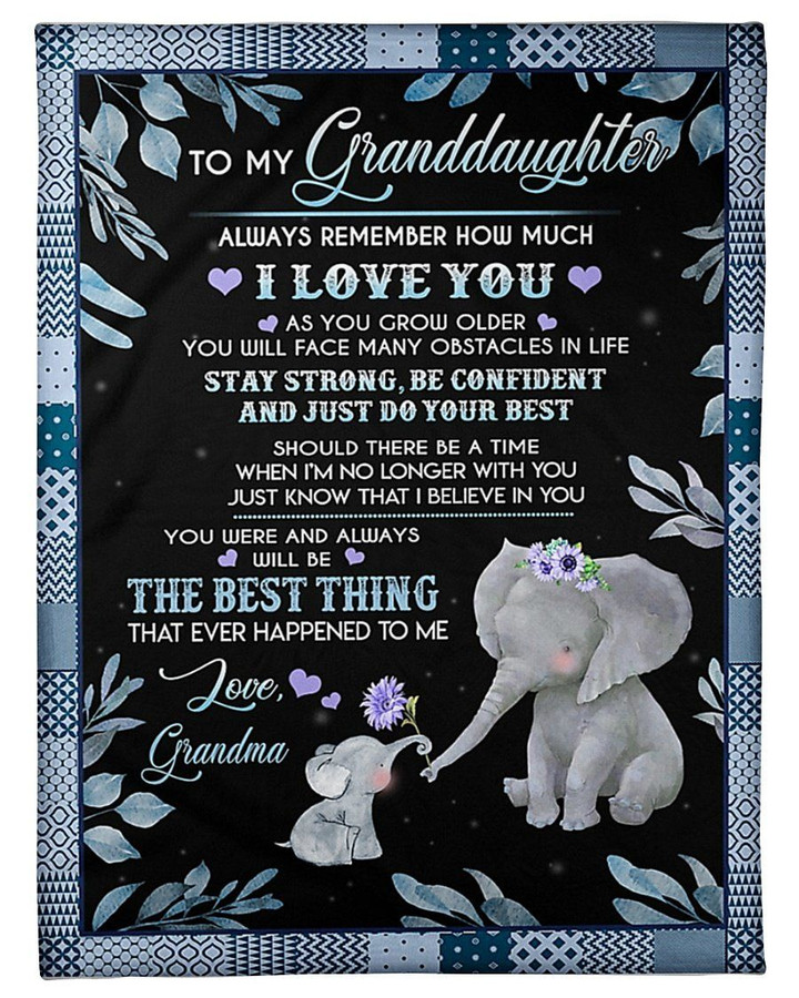 Just Do Your Best Elephant Grandma Gift For Granddaughter Sherpa Fleece Blanket Sherpa Blanket