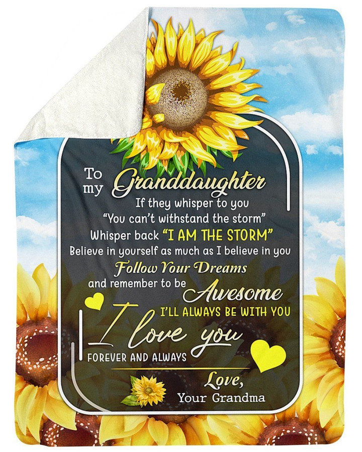 Lovely Gift For Graddaughter Sunflower I Love You Forever And Always Sherpa Blanket