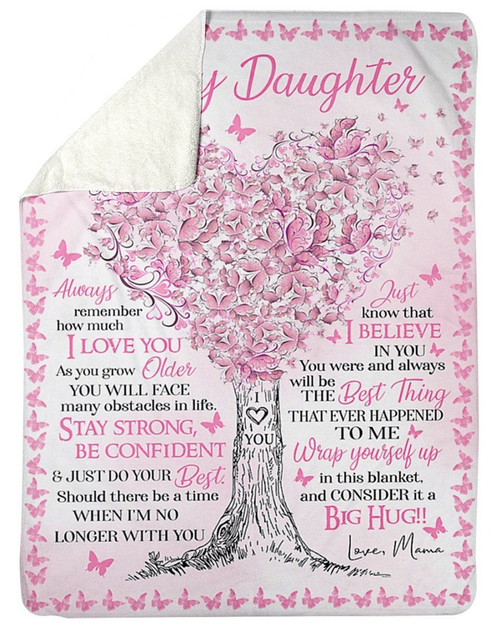 To My Daughter Special Blanket For Daughter Pink Butterfly Sherpa Blanket
