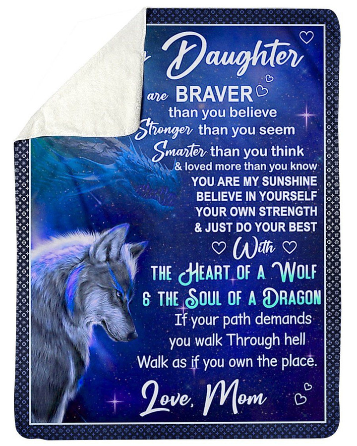 If Your Path Demands You Walk Through Hell Wolf Sherpa Fleece Blanket Mama Gift For Daughter Sherpa Blanket