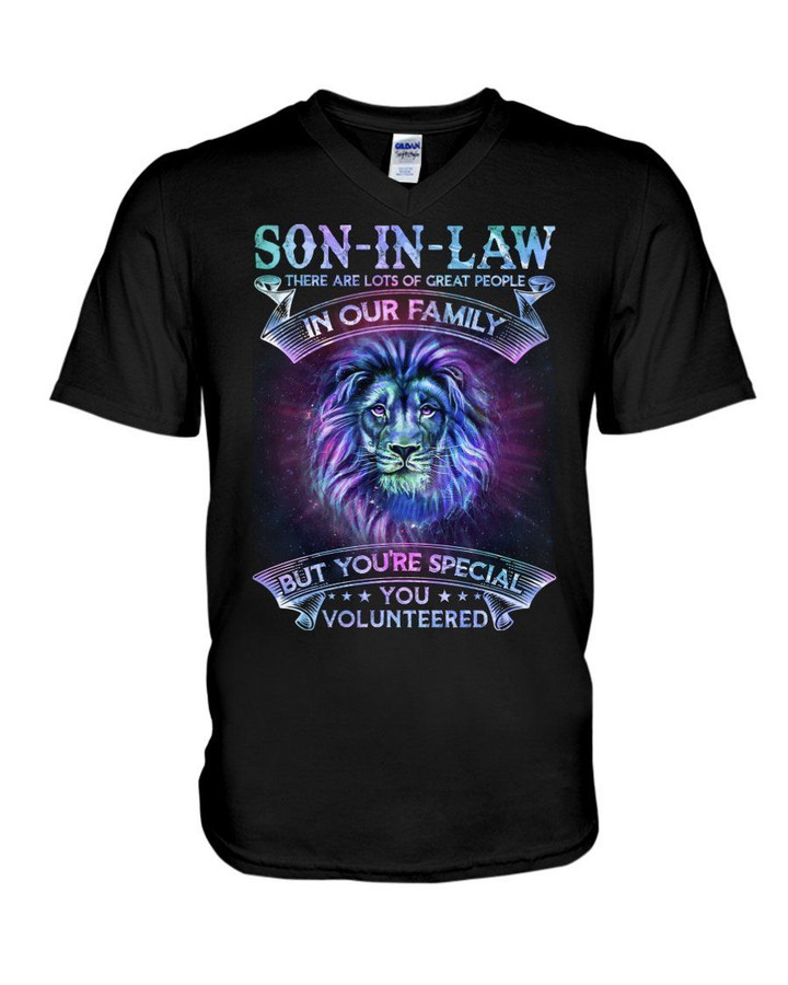 Gift For Son In Law Lion Black Background You Are Special Guys V-Neck
