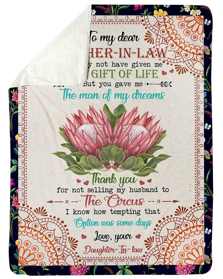 Protea You Gave Me The Man Of My Dreams Sherpa Fleece Blanket Gift For Daughter In Law Sherpa Blanket