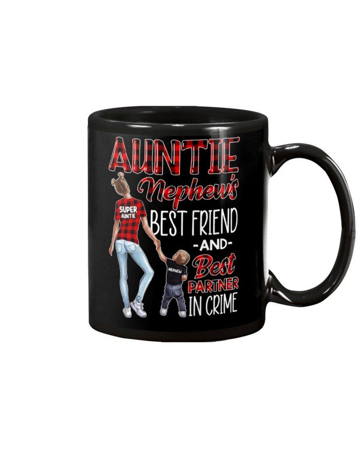Auntie And Nephew Best Friend Best Partner In Crime Plaid Red Family Gift Mug