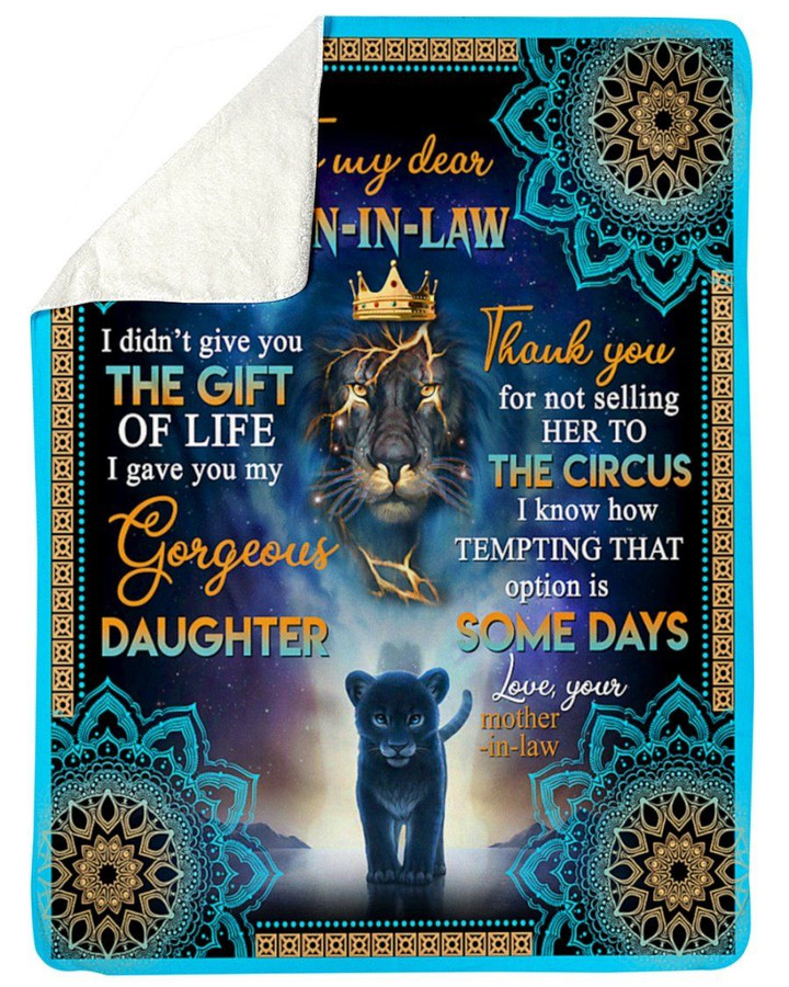 Blue Mandala Lion King I Gave You My Daughter Gift For Son In Law Sherpa Blanket