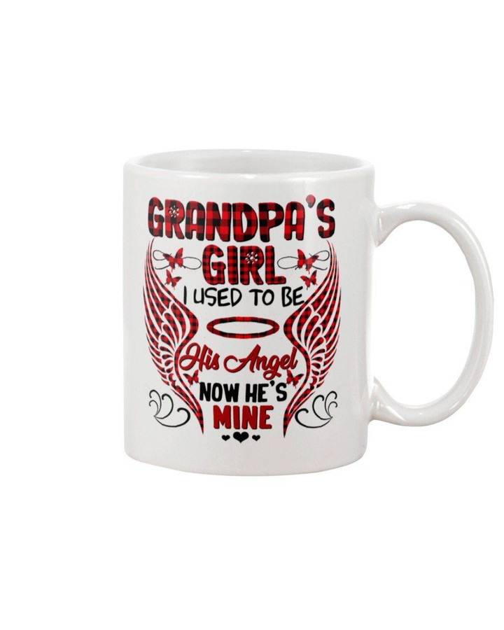 Gift For Angel Grandpa Plaid Red I Used To Be His Angel Mug