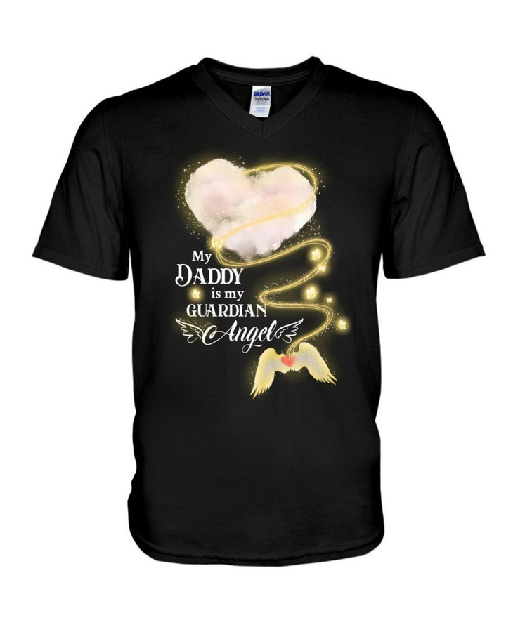 My Daddy Is My Guardian Angel Wings Gift For Papa Guys V-Neck