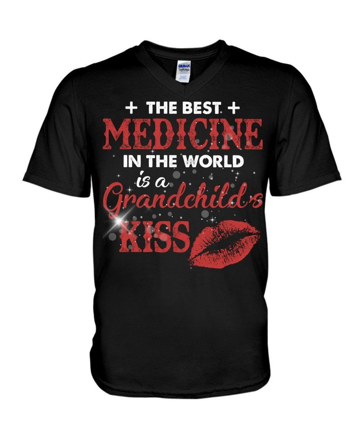 Gift For Grandpa The Best Medicine In The World Is A Grandchild's Kiss Guys V-Neck