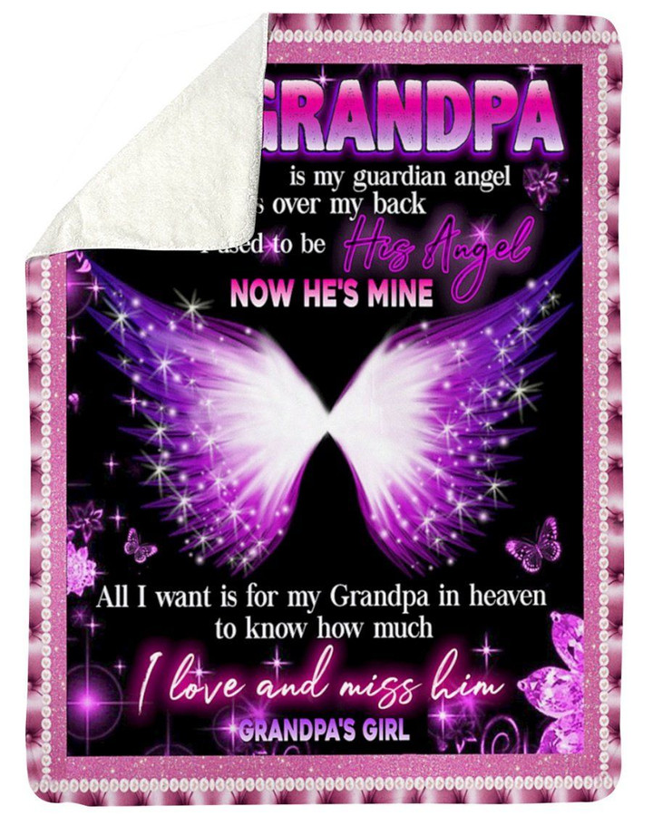 Gift For Angel Grandpa Magic Butterfly My Grandpa Is My Guardian Angel Sherpa Blanket