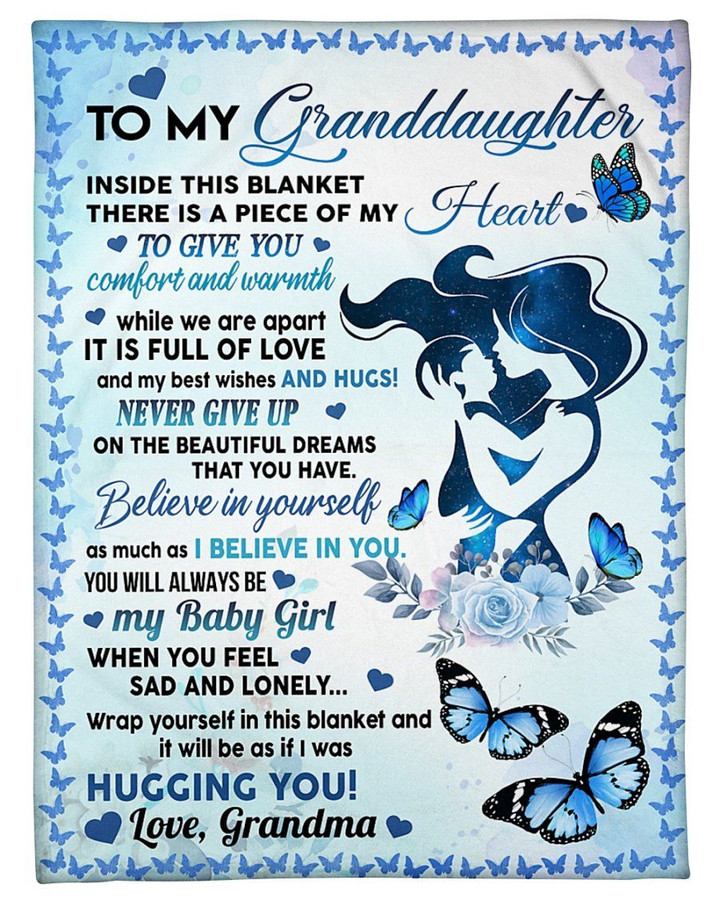 Butterflies Sherpa Fleece Blanket Grandma Gift For Granddaughter While We Are Apart Sherpa Fleece Blanket