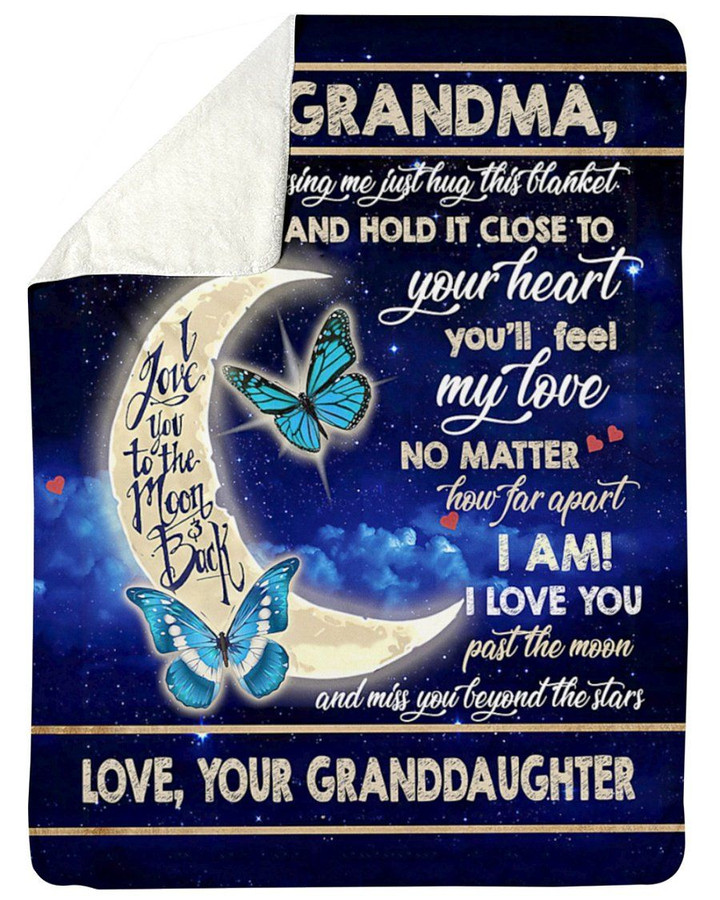 Granddaughter To Grandma Moon Love You To The Moon And Back Sherpa Fleece Blanket Sherpa Blanket