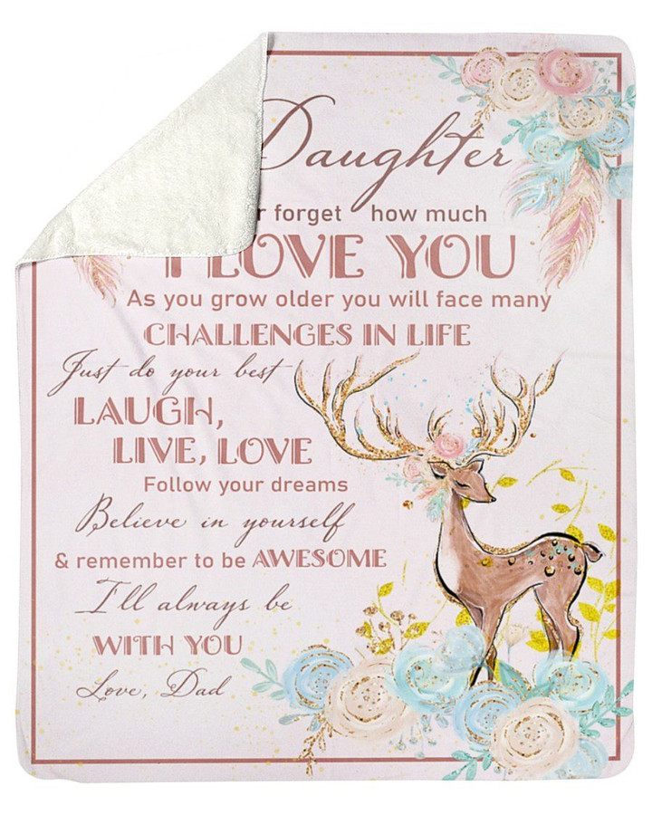 Pink Dad Gift For Daughter I'll Always Be With You Sherpa Fleece Blanket Sherpa Blanket