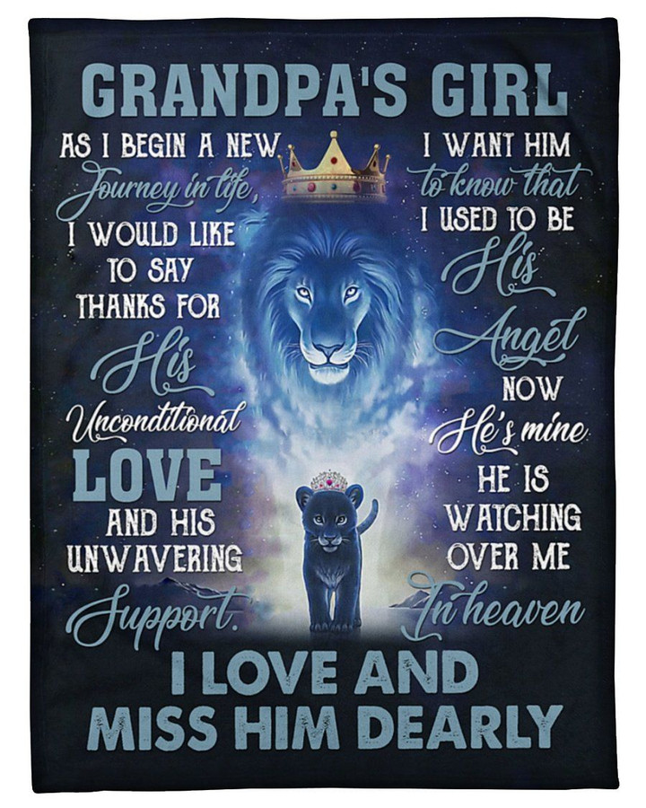 Lion Gift For Angel Grandpa He Is Watching Over Me In Heaven Sherpa Fleece Blanket