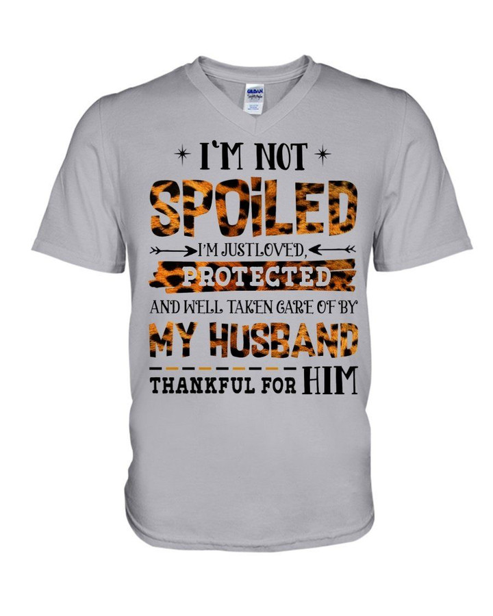 I'm Just Loved Protected By My Husband Camo Gift For Family Guys V-Neck