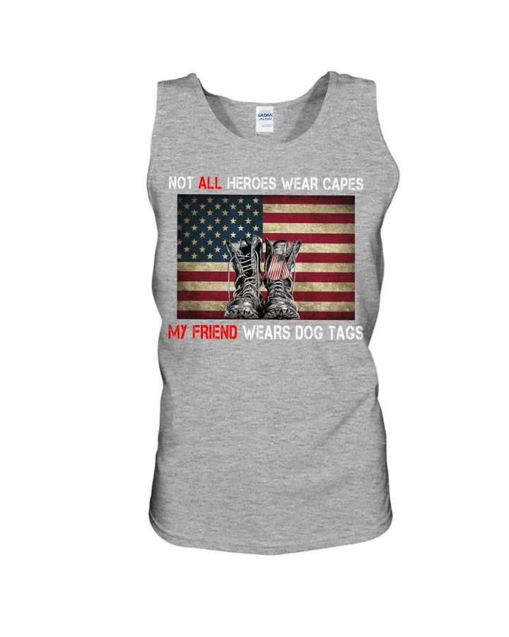 My Friend Wears Dog Tags Usa Flag Old Boot Gift For Men Unisex Tank Top