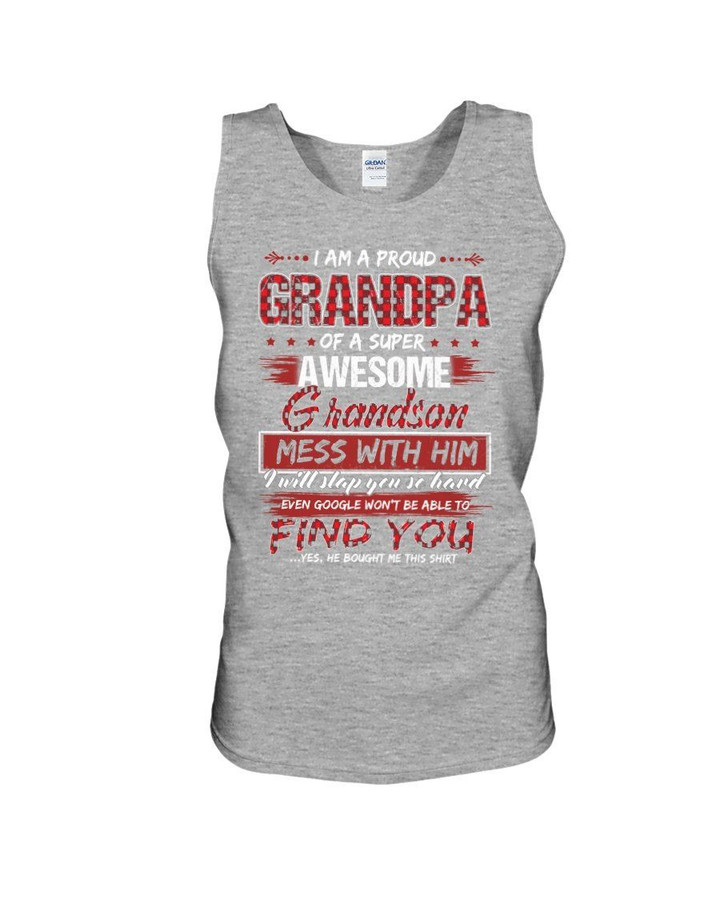 Grandchild Gift For Grandpa Proud Grandpa Of A Super Awesome Grandson Unisex Tank Top