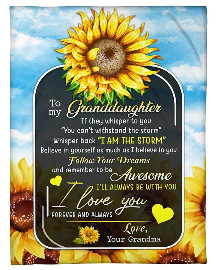 Lovely Gift For Graddaughter Sunflower I Love You Forever And Always Sherpa Fleece Blanket