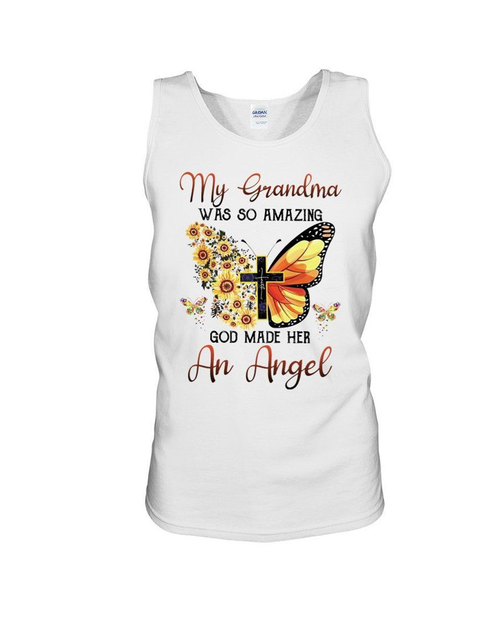 Gift For Grandma God Made Her An Angel Sunflower Butterfly Unisex Tank Top