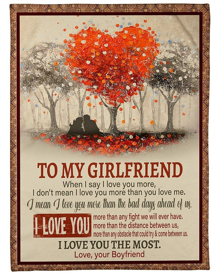 Love You More Than Any Fight Autumn Tree Sherpa Fleece Blanket Gift For Lovers Sherpa Fleece Blanket