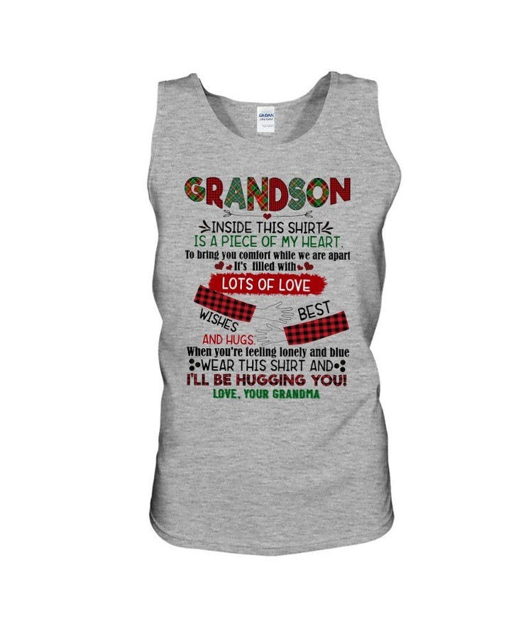 Lot Of Love Best Wishes And Hugs Plaid Design Grandma Gift For Grandson Unisex Tank Top