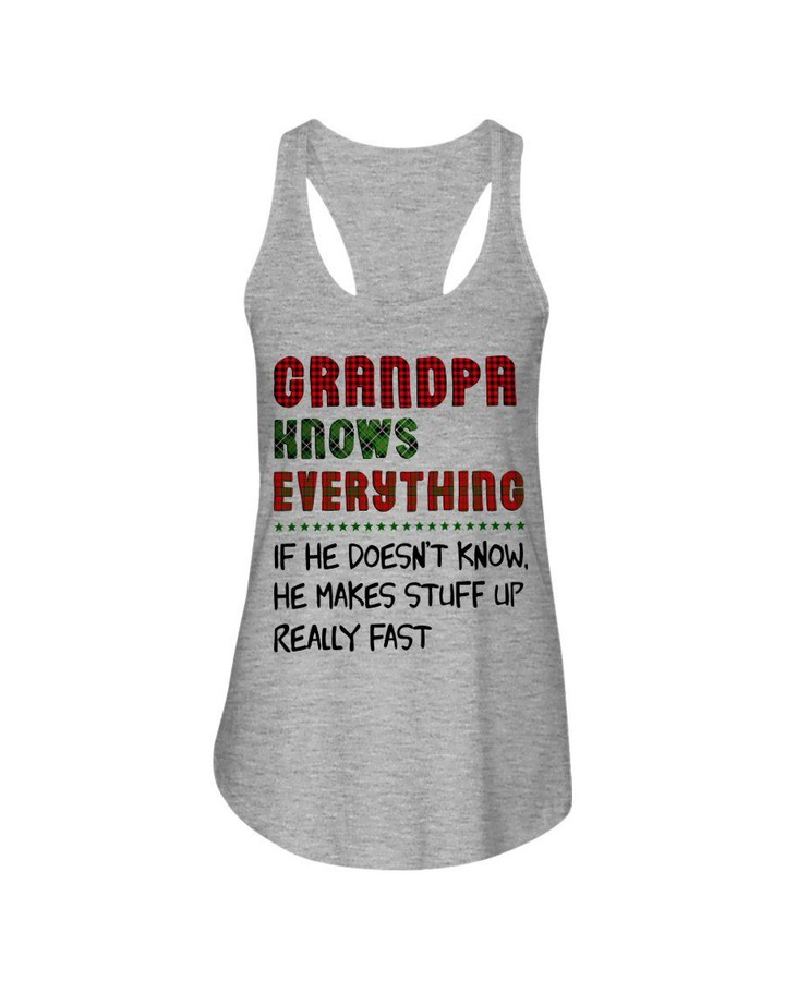 Gift For Family Grandpa Knows Everything Plaid Red And Green Ladies Flowy Tank
