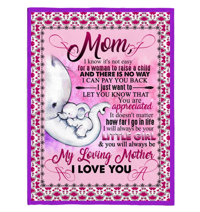 Pink Elephant Gift For Mom I Will Always Be Your Little Girl Sherpa Fleece Blanket Sherpa Blanket