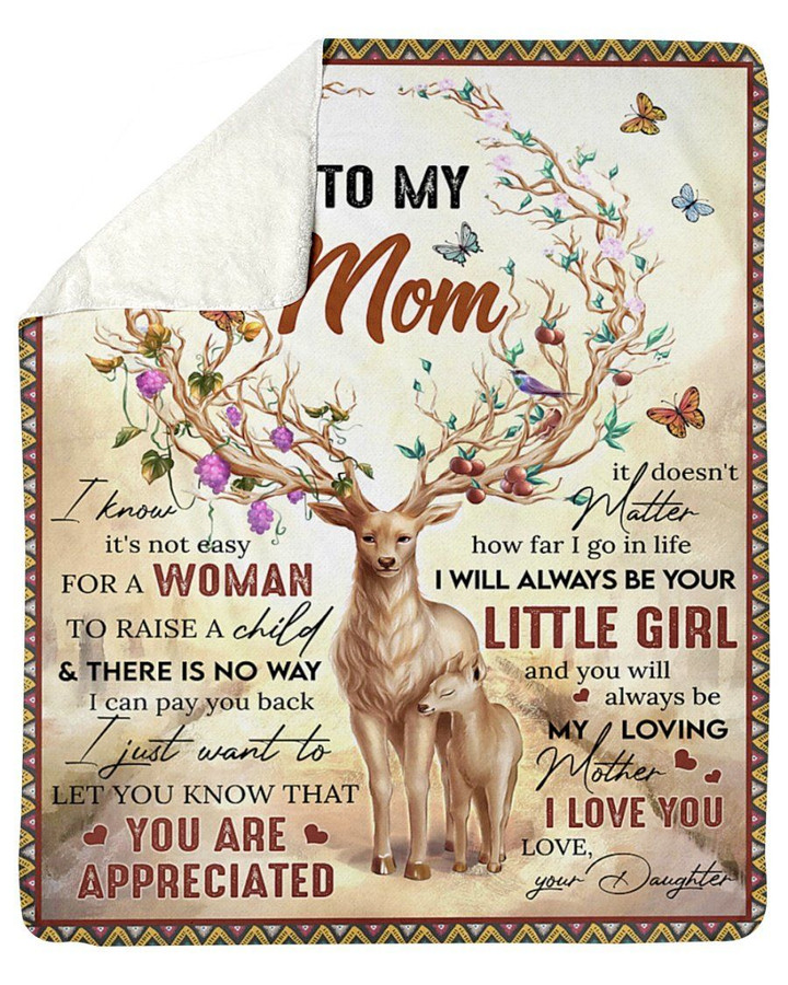 Deer Daughter Sherpa Fleece Blanket Gift For Mama It's Not Easy For A Woman Sherpa Blanket