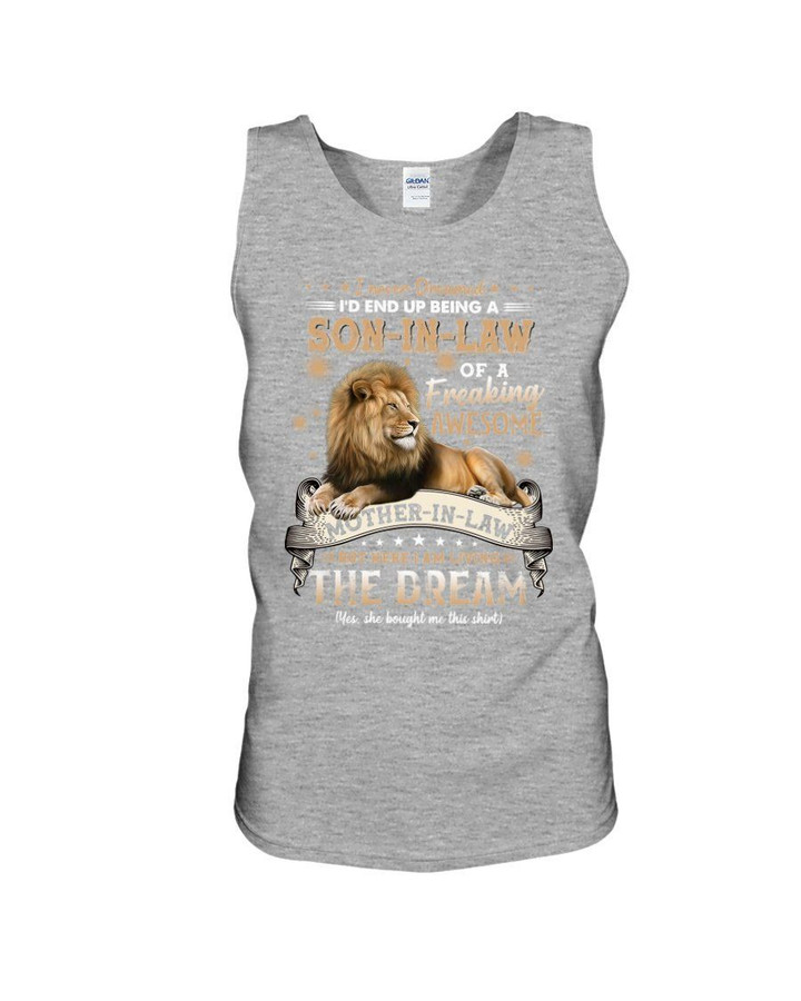 Gift For Son In Law Black Background Lion I Am Living The Dream Unisex Tank Top