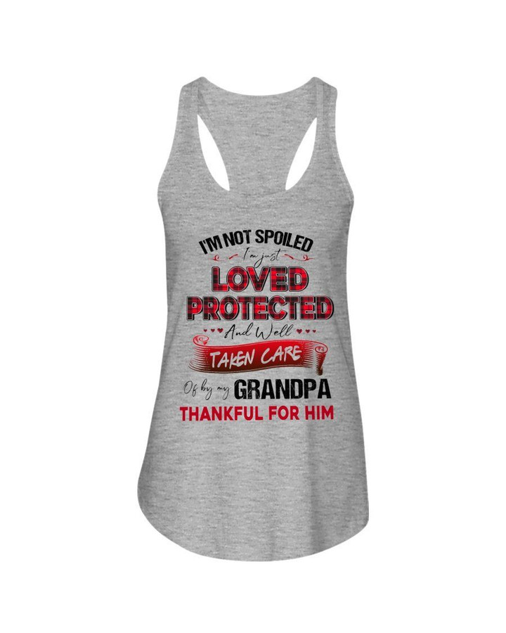 Gift For Grandpa Plaid Red I'm Just Loved Protected By Him Ladies Flowy Tank