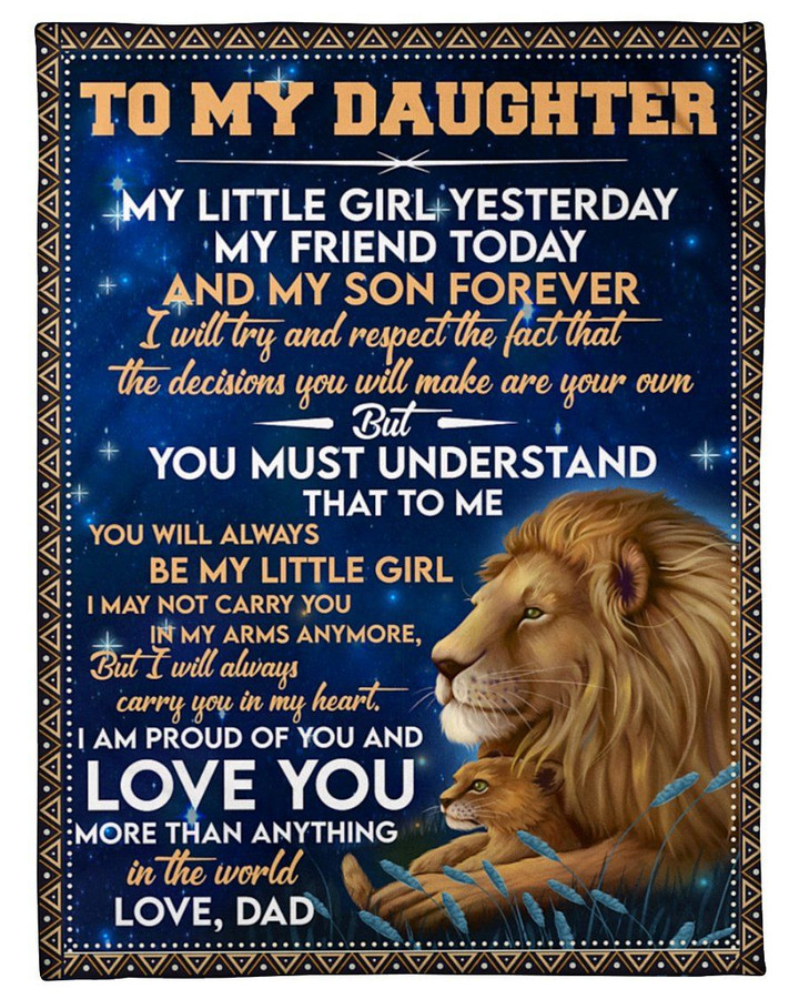 My Little Girl Yesterday Friend Today Lion Dad Gift For Daughter Sherpa Fleece Blanket Sherpa Blanket