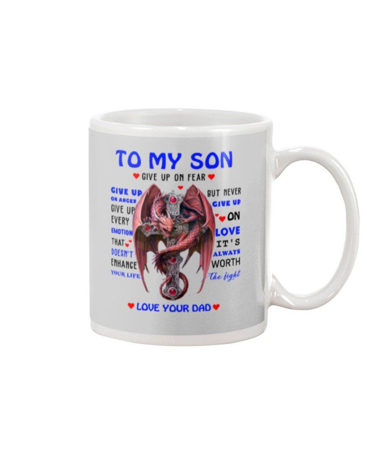 Never Give Up On Love Dragon Cross Dad Gift For Son Mug