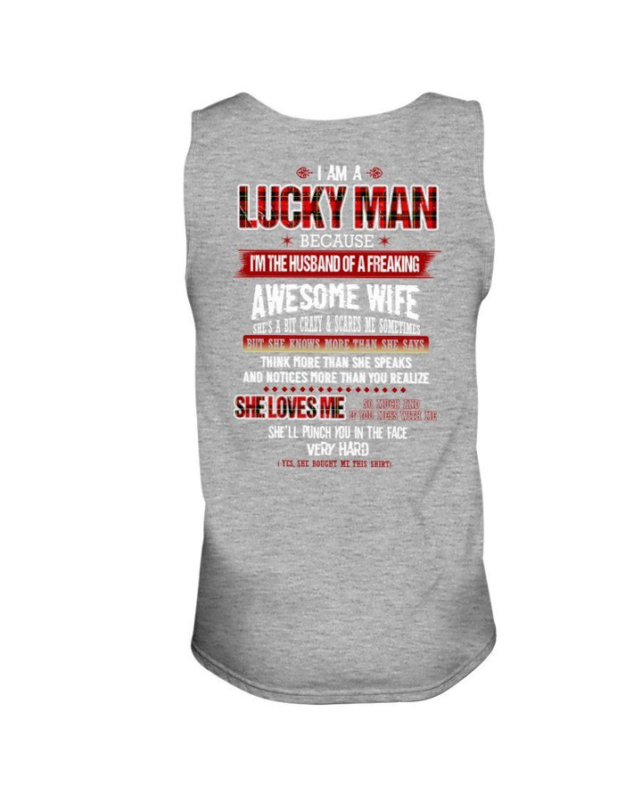 Gift For Family Lucky Husband Of A Freaking Awesome Wife Unisex Tank Top
