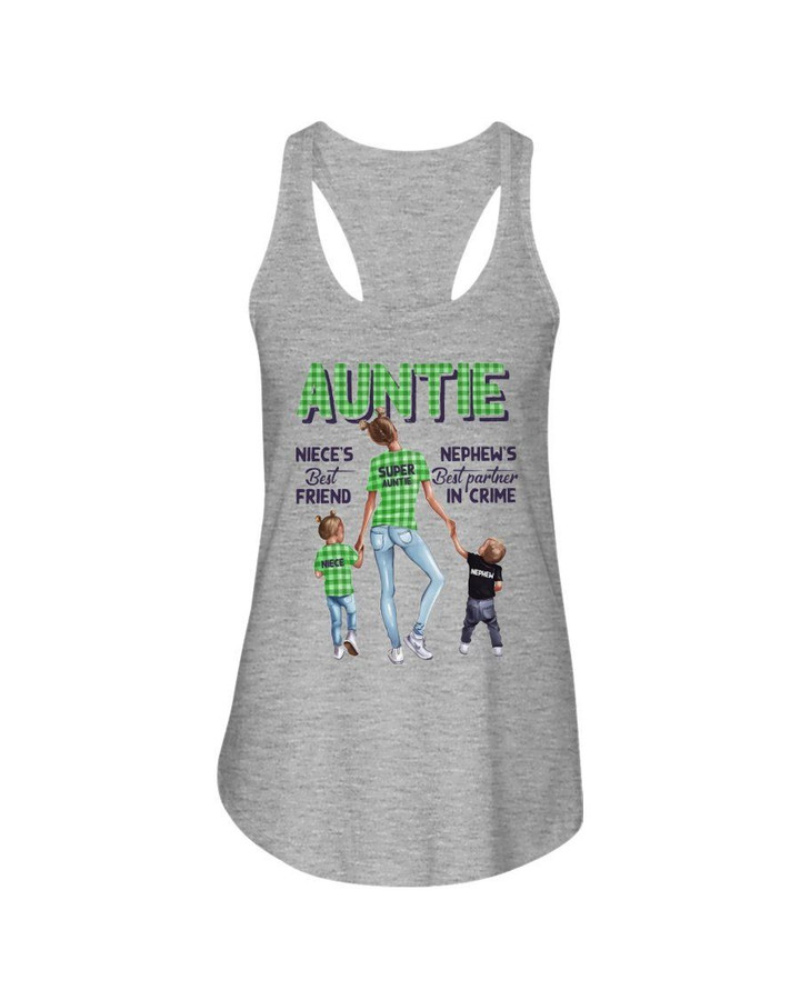 Plaid Green How Important Of Auntie For Niece And Nephew Family Gift Ladies Flowy Tank
