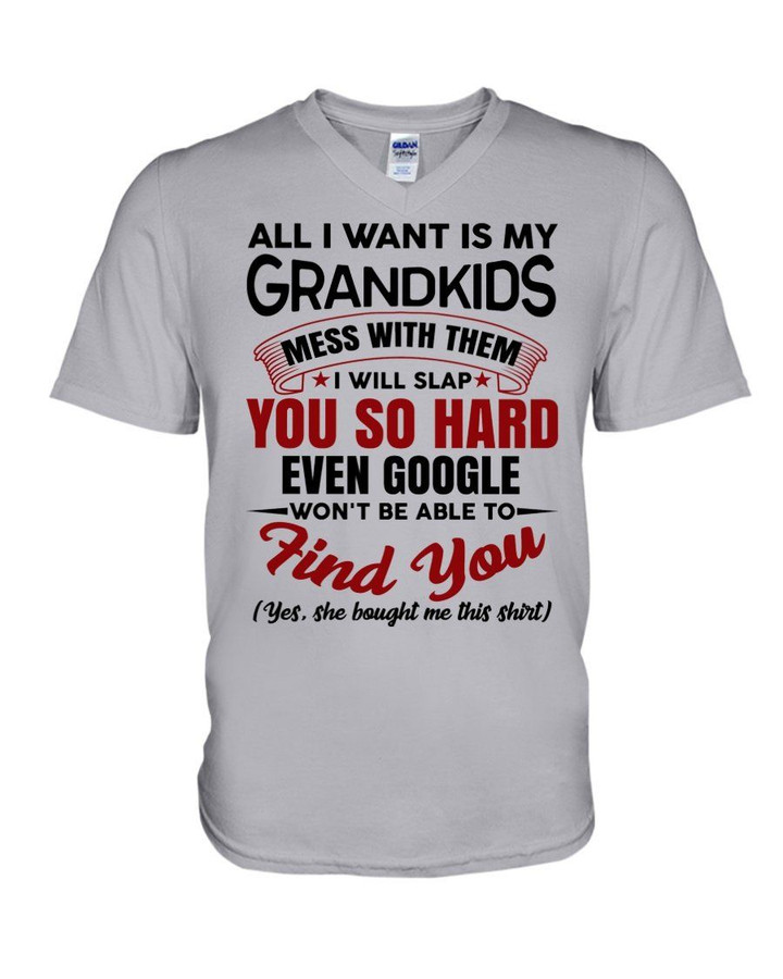 Gift For Grandpa All I Want Is My Grandkids Guys V-Neck