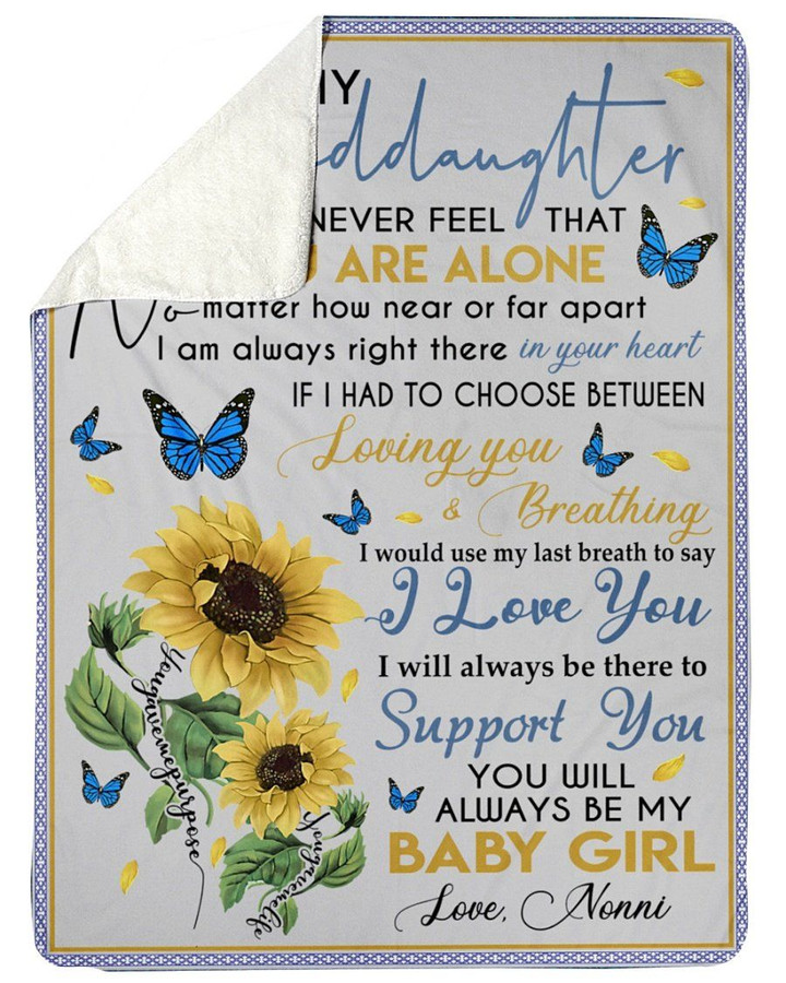 Always Be There To Support You Sunflower Sherpa Fleece Blanket Nonni Gift For Granddaughter Sherpa Blanket