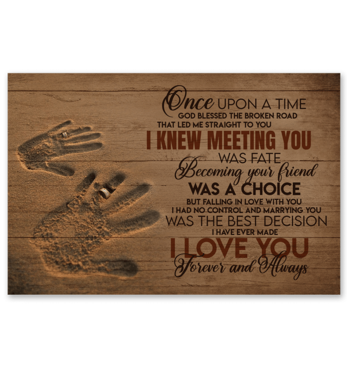 Fingerprints On Sand Gift For Wife Meeting You Was Fate Horizontal Poster