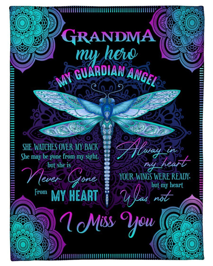 Dragonfly Gift For Angel Grandpa My Guardian Angel She Watches Over Sherpa Fleece Blanket